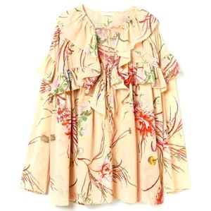 H&M AIRY CHIFFON LONG SLEEVES PRINTED BLOUSE